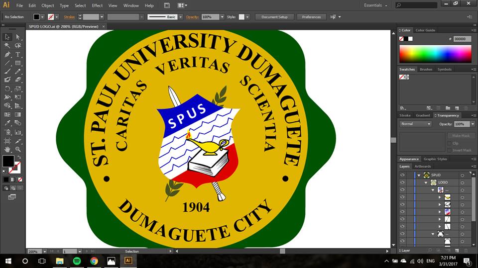 Handtracing the St Paul University Dumaguete Logo